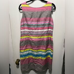 Tahari Arthur S. Levine Linen Multicolor Sleeveless Dress Size 12